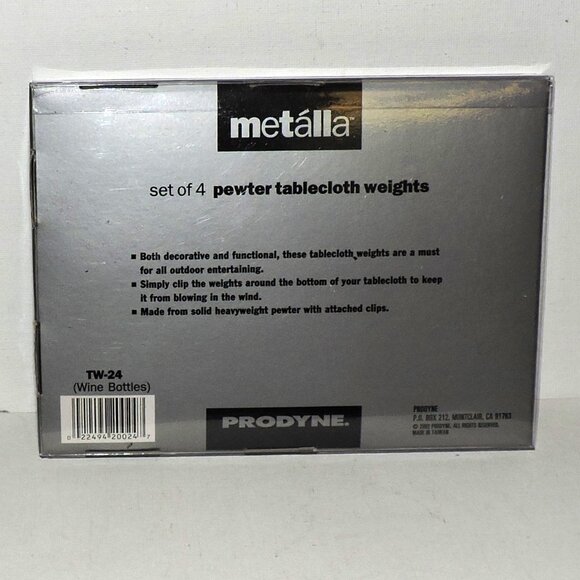 Medella Pewter Tablecloth Weights Wine Bottle Design New In Box Table Decor - Picture 2 of 2